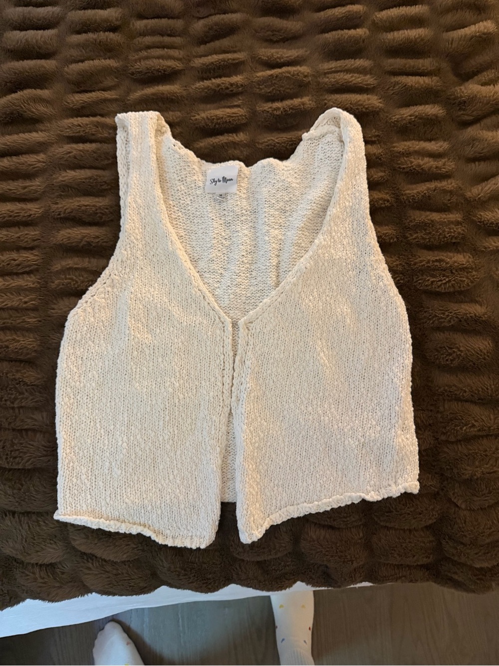 Style & Co. Cream Textured Knit Tank